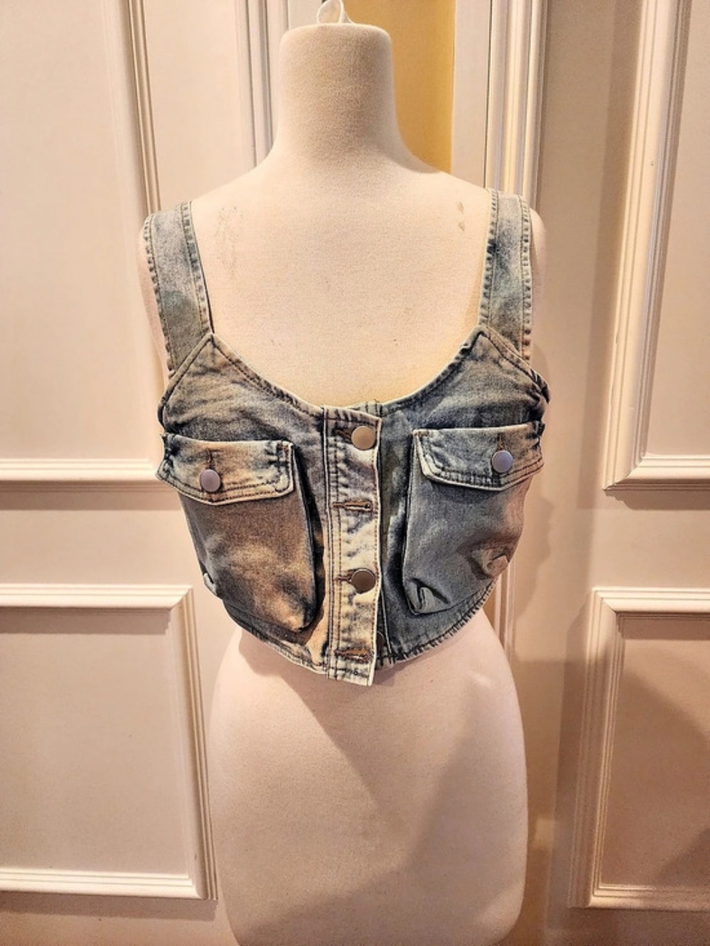 Fashion Nova Denim Crop Top Size Medium NWT
